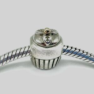 Pandora Cupcake Two-Tone Sterling Silver & 14k Gold Charm